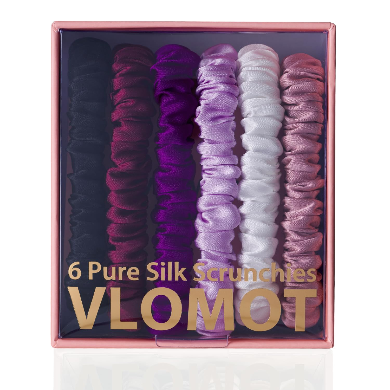 VLOMOT 6 Adet İpek Saç Bağları,%100 Saf Dut İpek Skinny Scrunchies, Saç Bakımı, Hasar Vermez, 6 Şık Renk (Mor, Siyah, Bordo, Lavanta, Beyaz, Leylak)