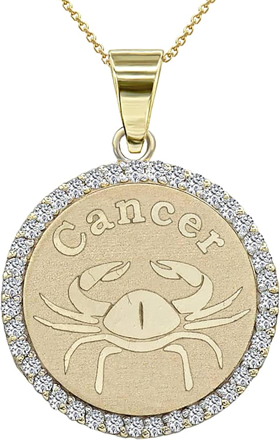 10K Yellow Gold Diamond Accented Zodiac Astrological Sign Charm Personalized Pendant Necklace (G-H Color, SI1-SI2 Clarity) - Choice of Length and Zodiac Sign