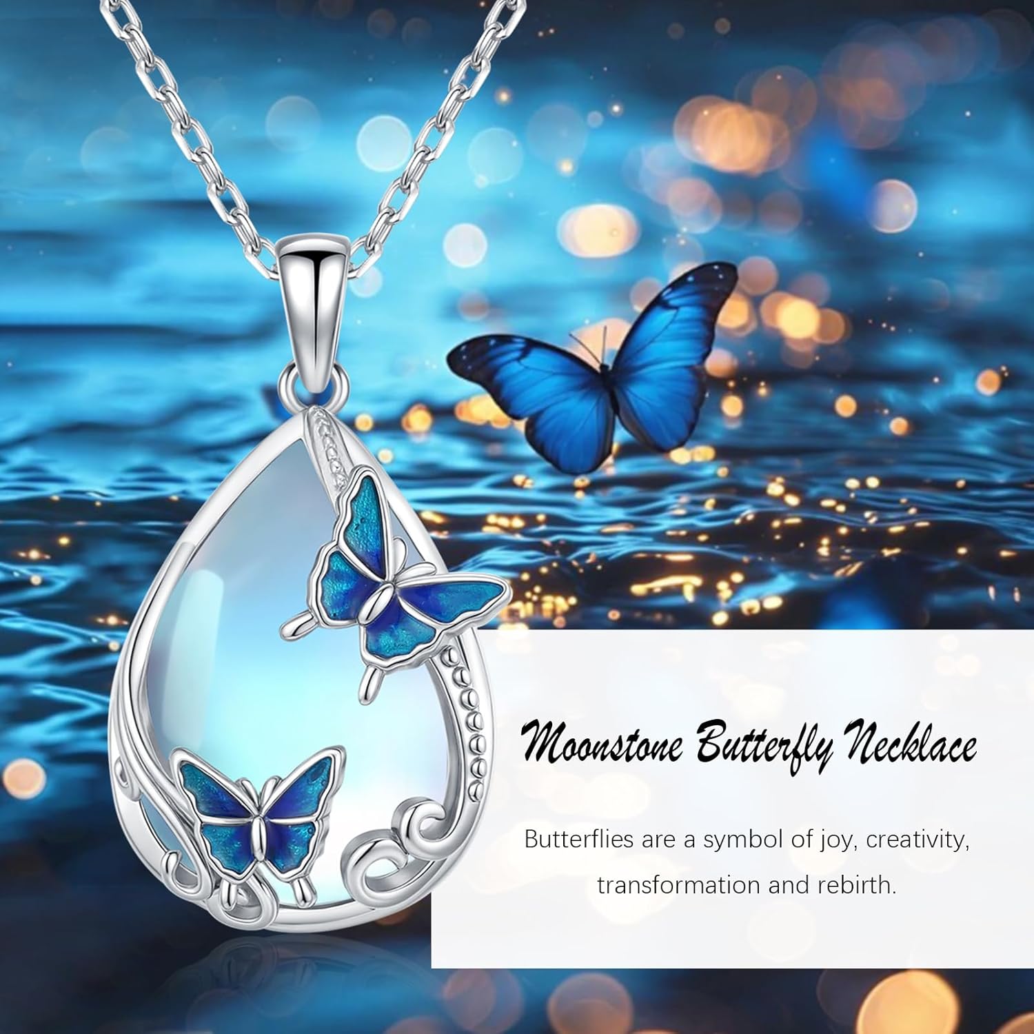 Bee/Butterfly/Dragonfly/Owl Necklace for Women 925 Sterling Silver Moonstone Animals Pendant Necklace Animals Jewelry Gifts for Women Girlfriend Mom - Image 7