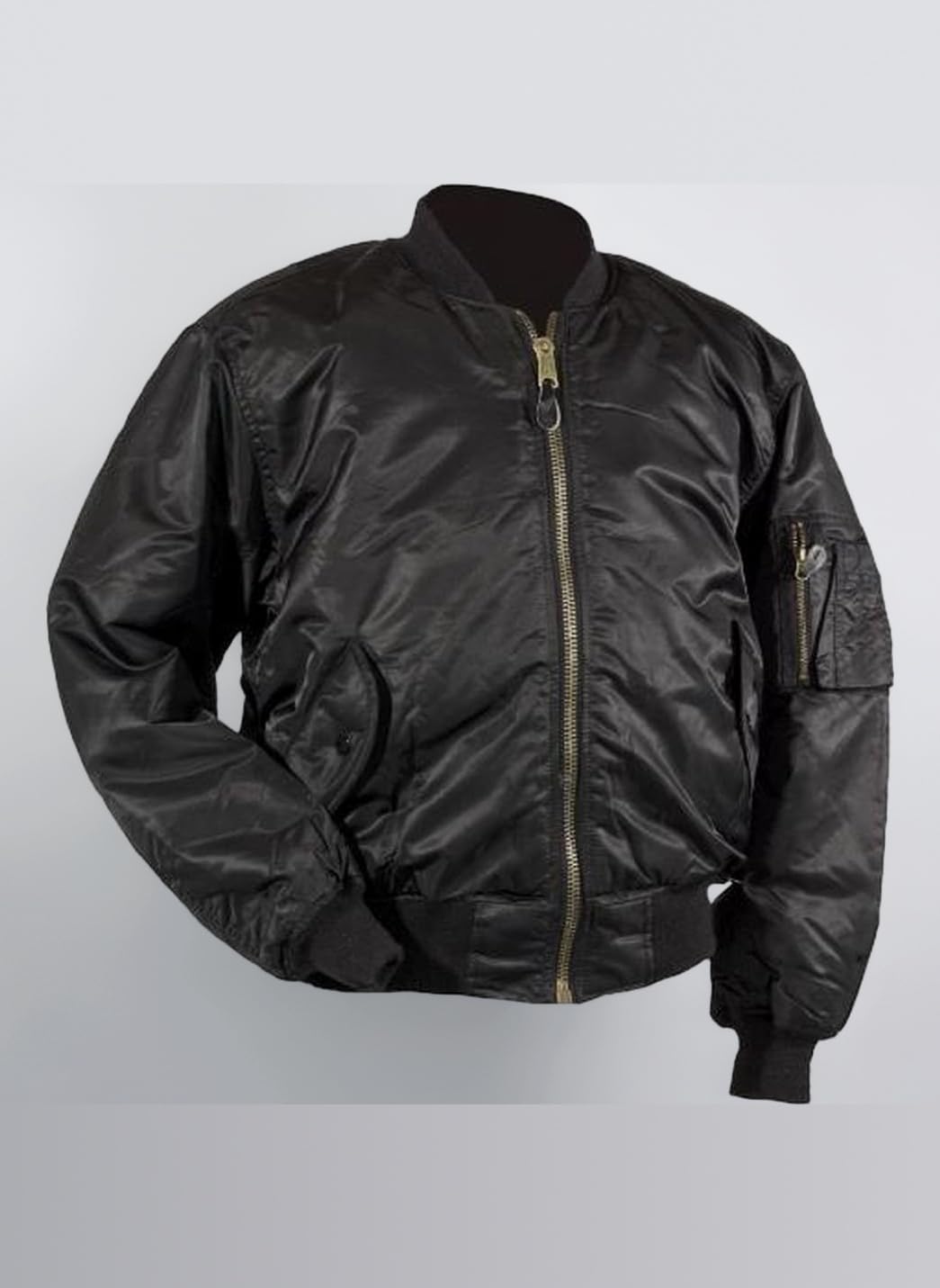MA1 BOMBER JACKET WITH HEAVY BRASS ZIP (XXS, BLACK)