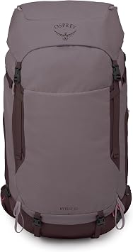 Osprey Kyte LT 65L Women's Backpacking Backpack - Lightweight Hiking & Camping Bag with Waterproof Raincover, Graphite Purple