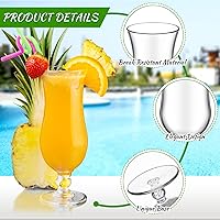 Vista 3 de Lallisa 24 vasos de plástico para huracanes de 15 onzas, resistentes a las roturas, de plástico transparente, de piña colada, vasos de cóctel