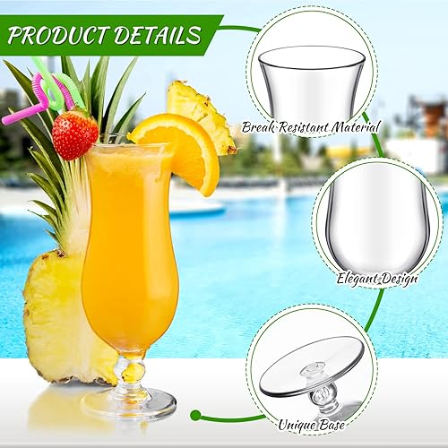 Miniatura 3 de Lallisa 24 vasos de plástico para huracanes de 15 onzas, resistentes a las roturas, de plástico transparente, de piña colada, vasos de cóctel de