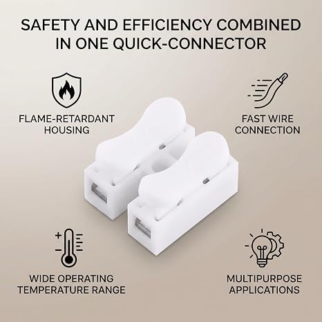 100pcs 10A 220V 2 Pin Push Quick Wire Cable Connector Spring Clamp Terminal White Wiring Terminal Fast Wire Connection Operation
