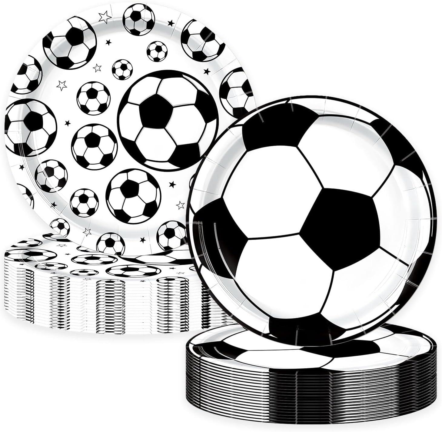 50Pcs Soccer Paper Plates 7" Soccer Birthday Party Supplies Disposable Dessert Cake Plates Tableware Set Table Decorations for Sports Fans Birthday Baby Shower