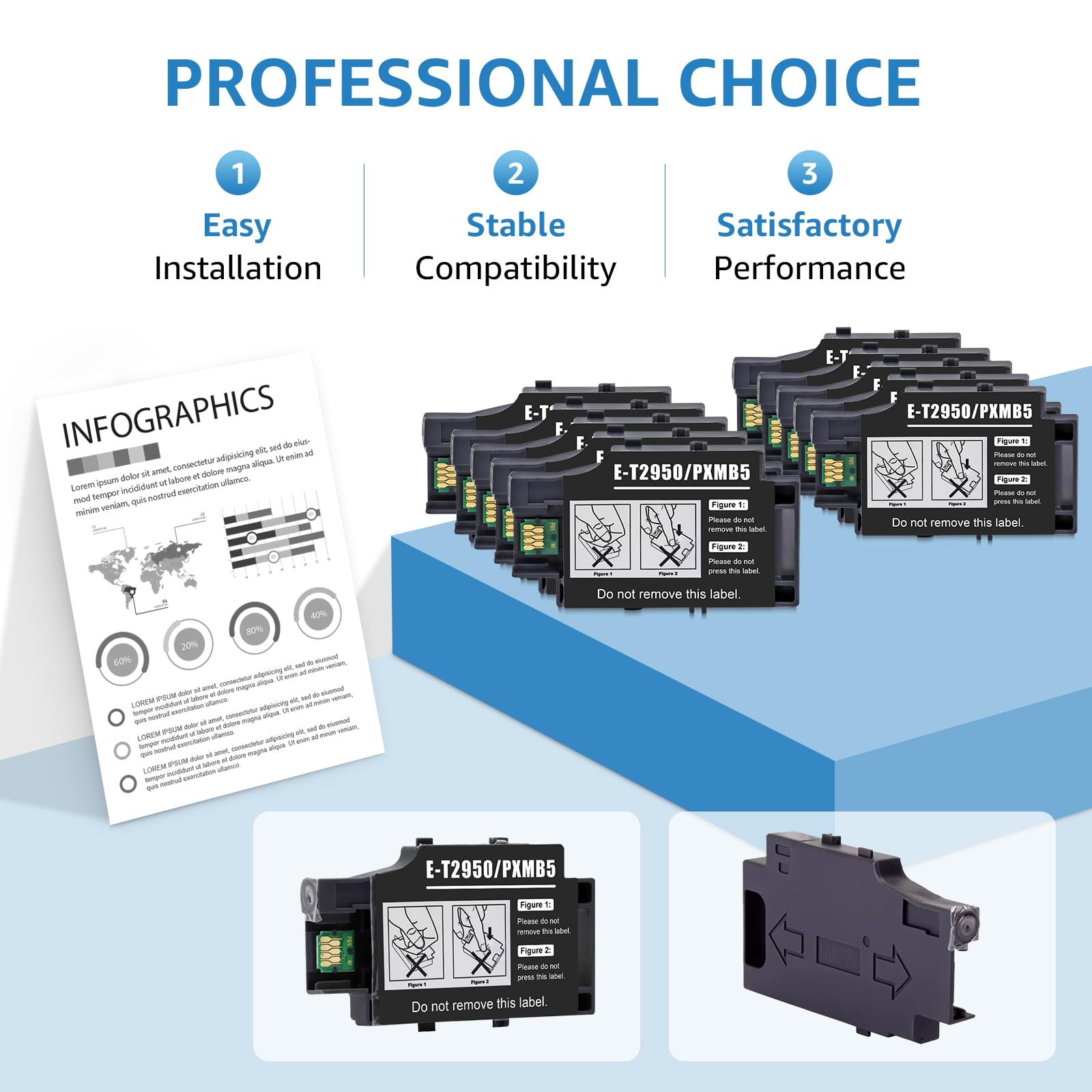 Compatibile con scatola di manutenzione T2950 T295000 C13T295000 PXMB5, compatibile con EPS Workforce WF-100 WF-110 WF-100W (10 pezzi)