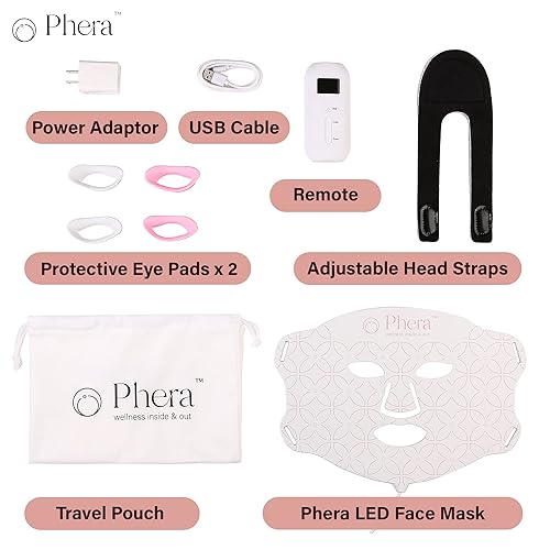 Miniatura 5 de Phera Máscara de terapia de luz LED - 315 bombillas LED - Terapia de luz con máscara facial LED - Terapia de luz roja para cara - Luces LED rojas -