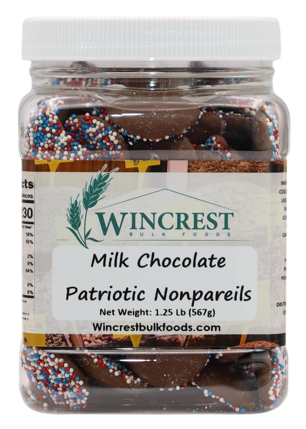 Patriotic Chocolate Nonpareils - 1.25 Lb Tub || 24 Oz (Dark Chocolate)