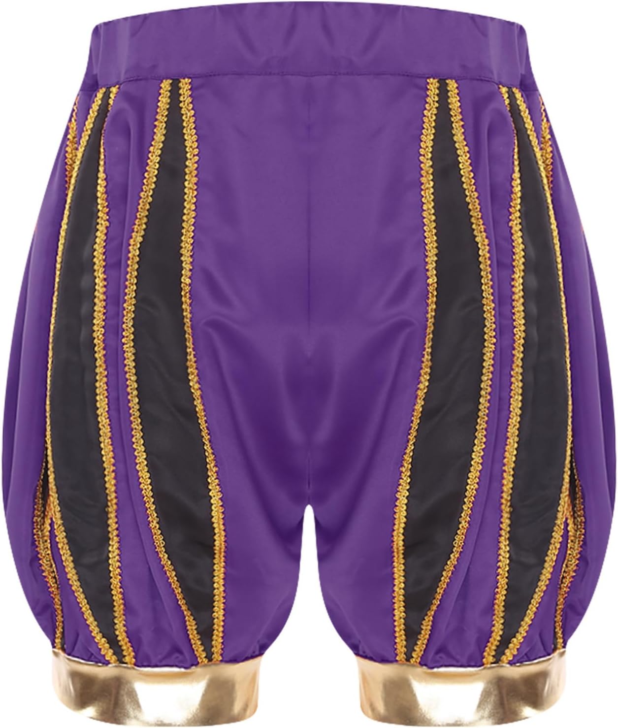 Agoky Mens Halloween Lantern Shorts Gold Trim Ringmaster Bottoms Circus Costume Shorts Rave Outfits