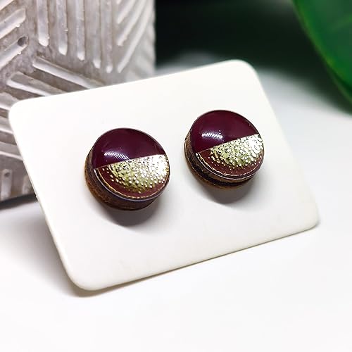 Miniatura 14 de Juego de aretes tipo dormilona de metal martillado de imitación de 0.394 pulgadas, aretes redondos para mujeres, niñas y hombres, hechos a mano