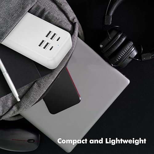 Miniatura 6 de Flymic - Cargador USB, estación de carga USB de 6 puertos para múltiples dispositivos, tira de alimentación USB, bloque de carga USB C, concentrador