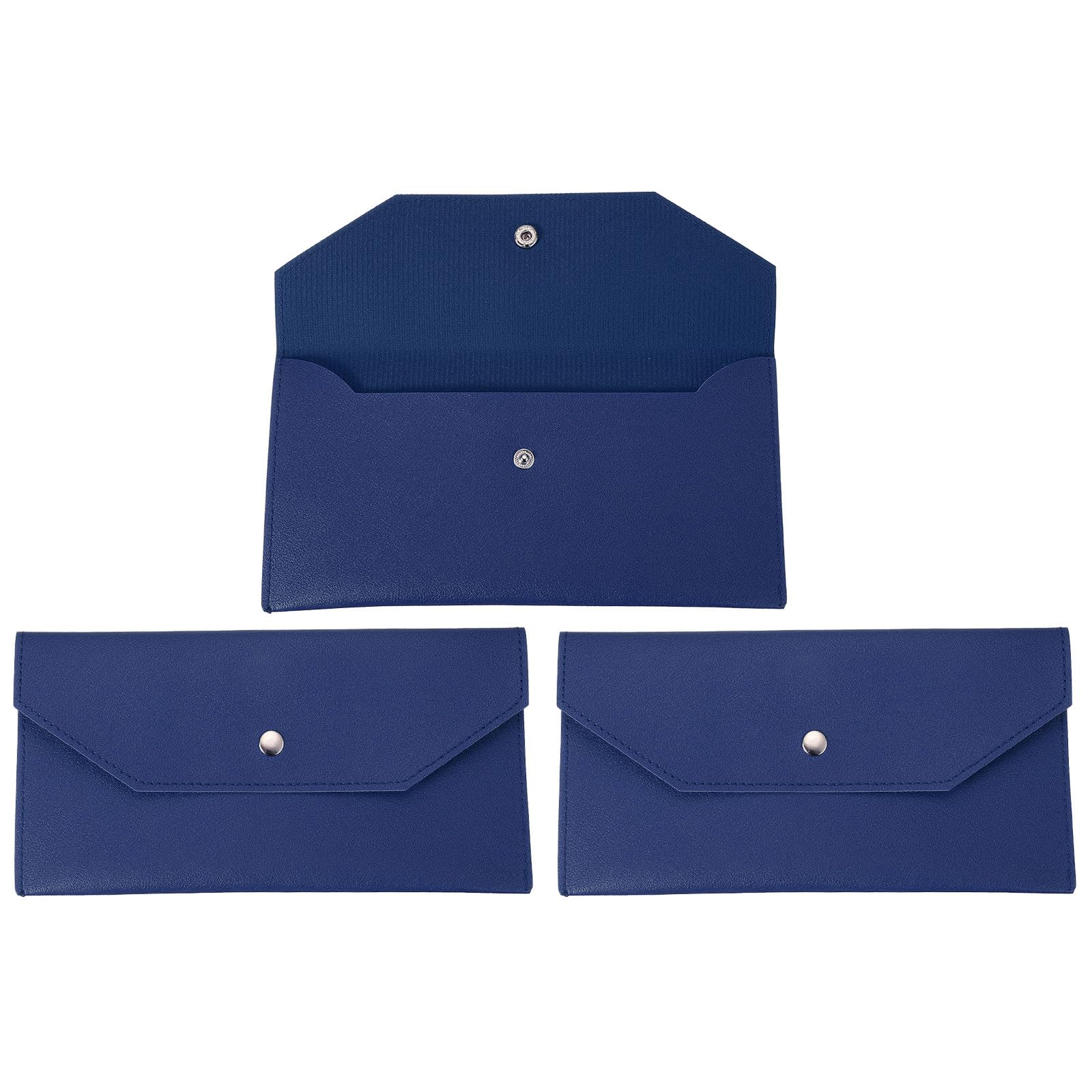 PATIKIL 2 Pack Cash Envelope Wallet, Budget Cash Holder Reusable Money Bag Pouch Leather Money Organizer Pouch for Men Women Receipt Check Bill Travel Graduation Holidays, Blue
