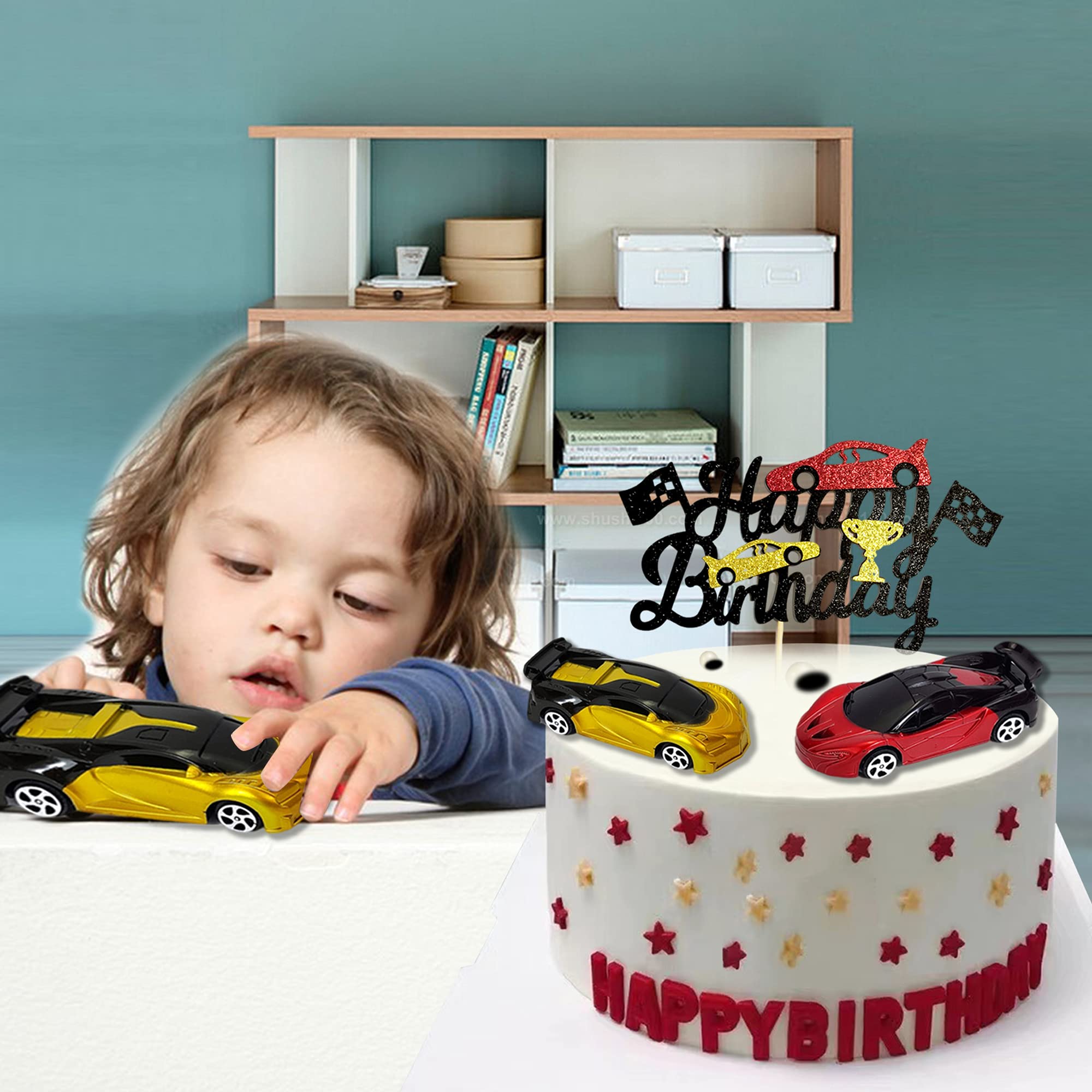 Bougie D'Anniversaire Voiture De Course, Noir Blanc Drapeau à Damier Bougie Numéro Décoration Fête D'Anniversaire Décoration Gâteau Pour Garçons Thème Voiture Course Articles Fête (Numéro 1