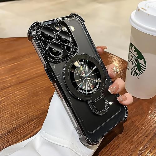 Uioeua Funda para iPhone 15 Pro Max con soporte de anillo magnético, compatible con MagSafe Cuatro esquinas a prueba de golpes protección contra