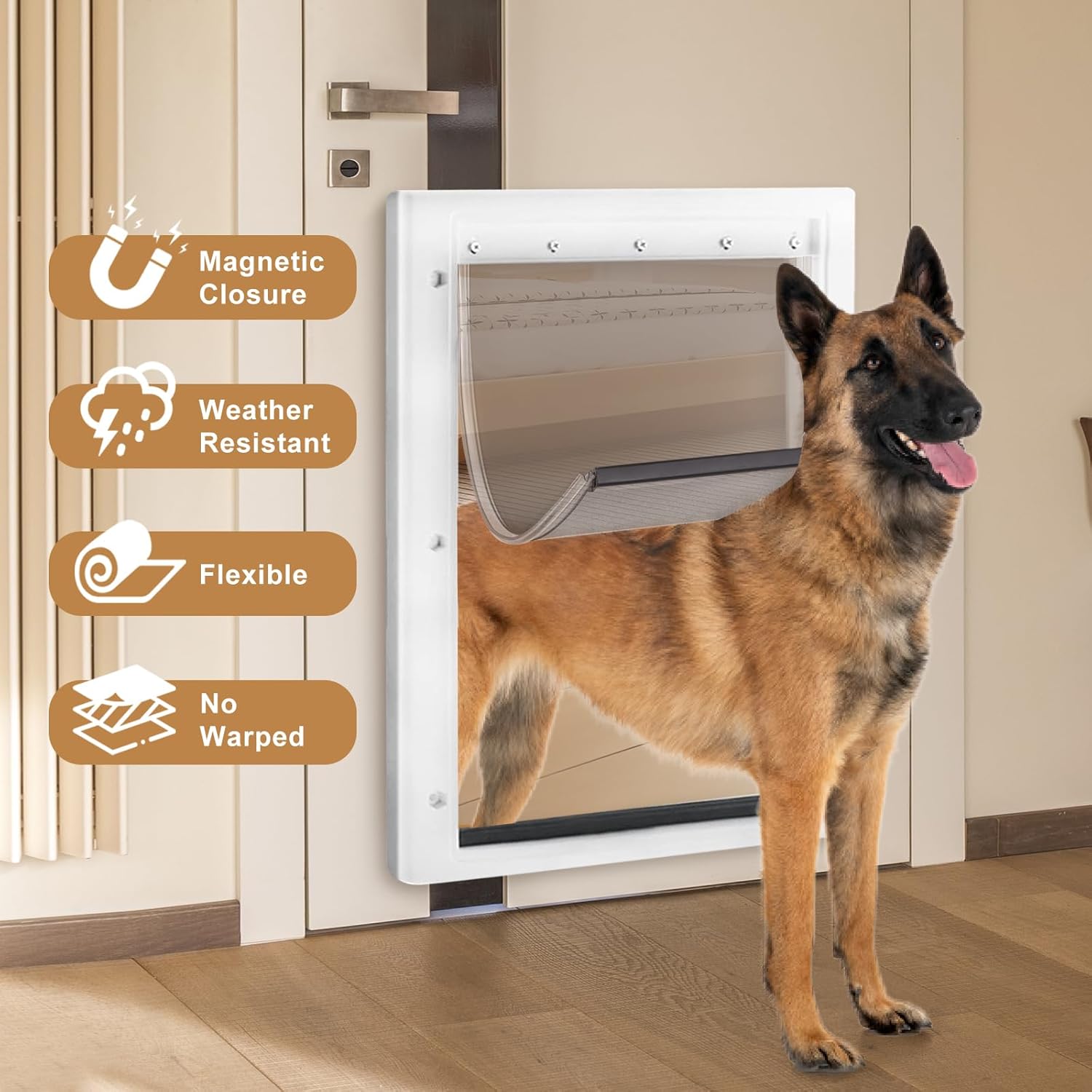 3 Pack Large Dog Door Replacement Flap with Screws, Doggie Door Replacement Flaps Compatible with PAC11-11039, Measures 10 1/8" X 16 7/8", Weather Resistant and Easy to Install