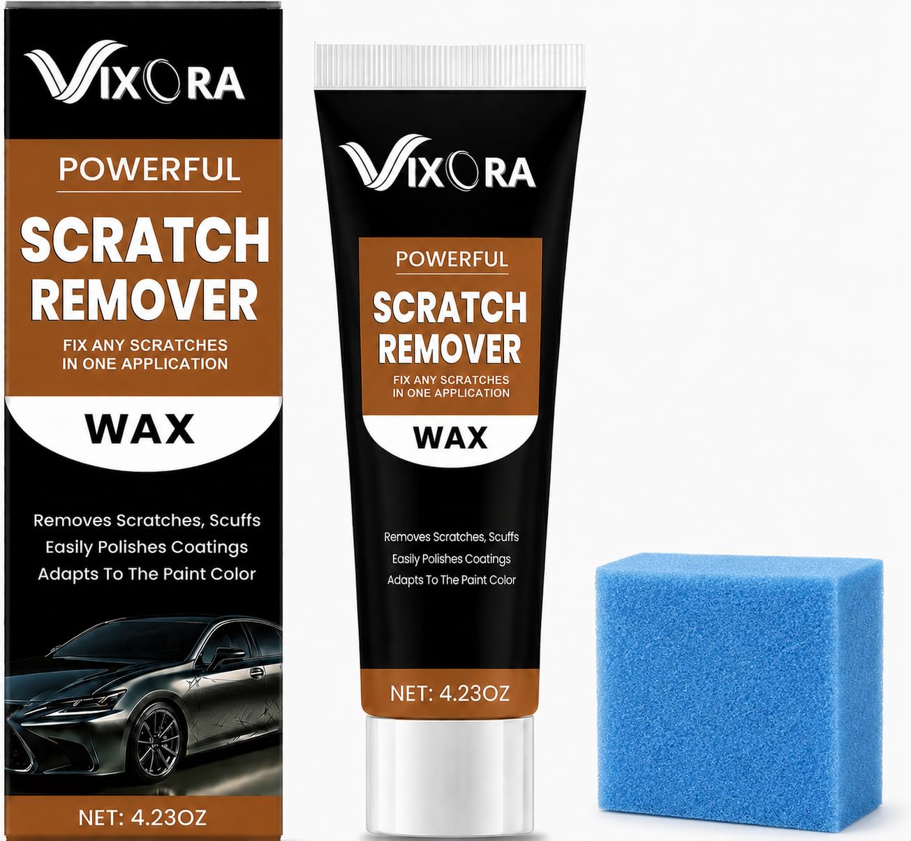 VIXORA Powerful Car Scratch Remover Wax 60g with Applicator Sponge | Car Paint Scratch Repair & Polish Cream | Removes Minor Scratches & Scuff Marks | All Car Colors(1 pcs)-image-26