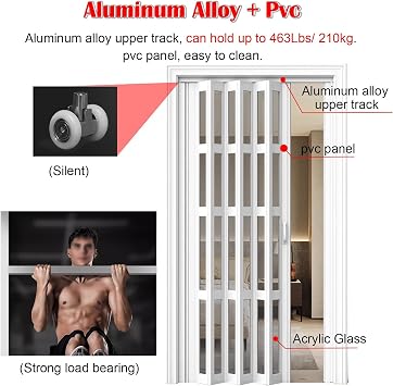 Customizable Small Folding Sliding Window, Interior Accordion Door with Handles/Acrylic Glass/Screws, PVC Foldable Door for Attic/Supermarket/Kitchen/Closet(50x35cm/19.7x13.8inch)