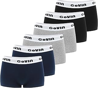 GOVIA 3921 Women's Cotton Boxer Shorts Hot Pants Women's Sports Underwear Women's Boxer Shorts Pack of 6
