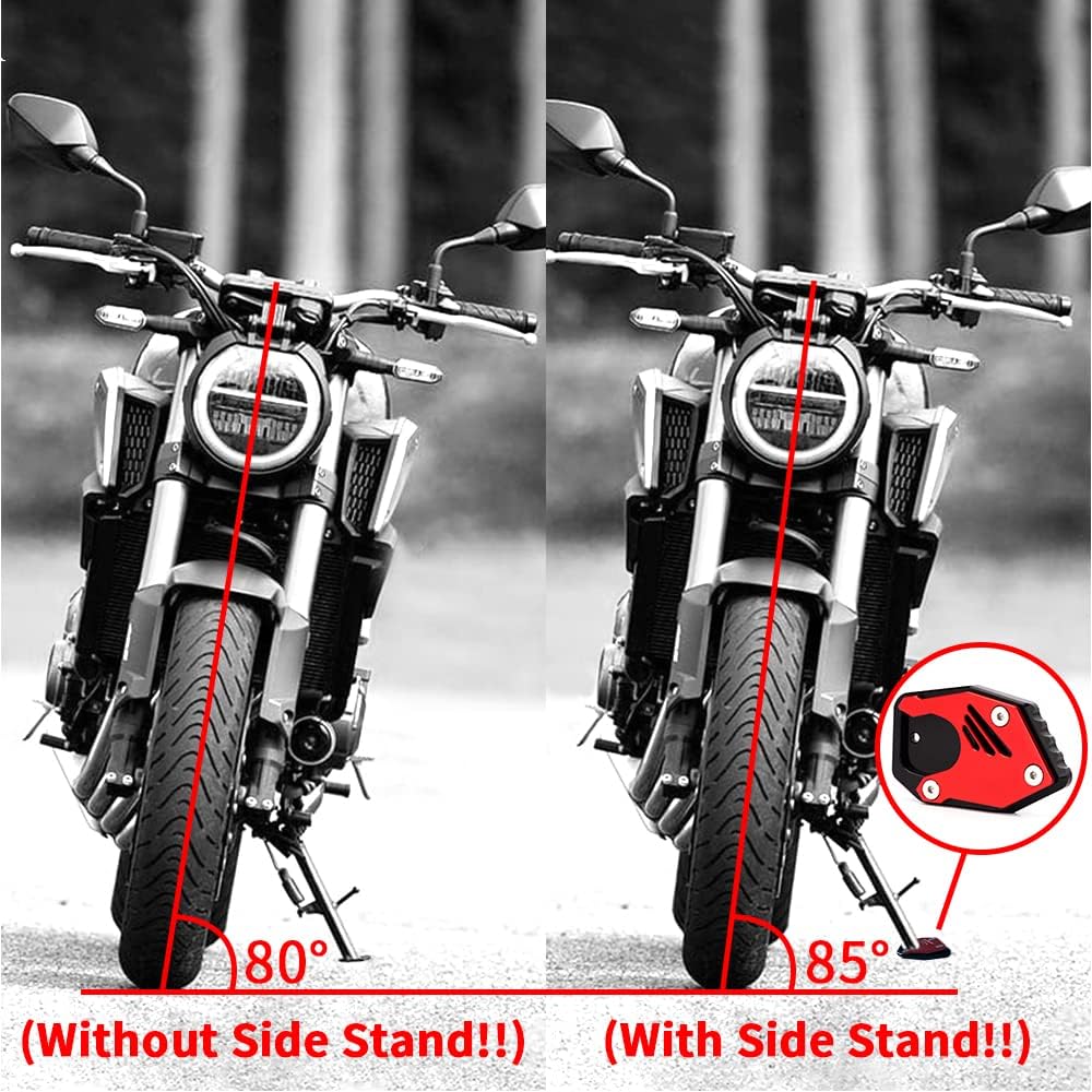 Modeer For CBR 300R 500R 650R Motorcycle Kickstand Extension Plate Foot Side Stand Enlarge pad CBR 650 R 2019 2020 2021 CBR300R CBR500R CBR650R (Grey)