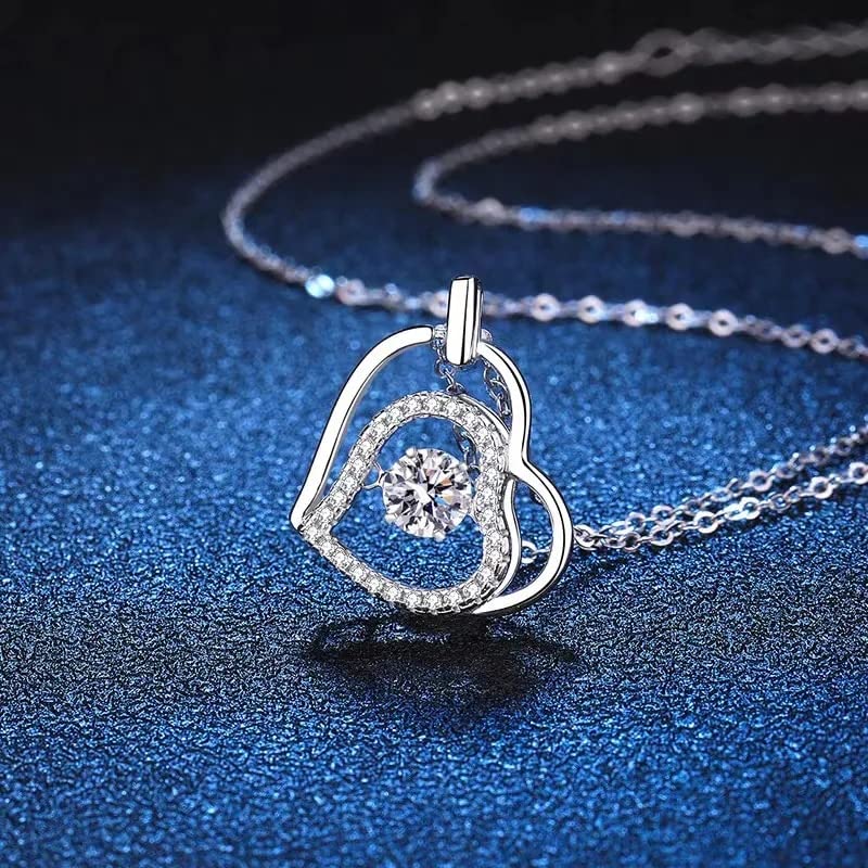 Collier cœur moissanite couleur D d'exception plaqué platine