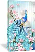 リビングルームの壁画垂直芸術の油絵玄関ホールのポーチ壁 掛け絵画（孔雀