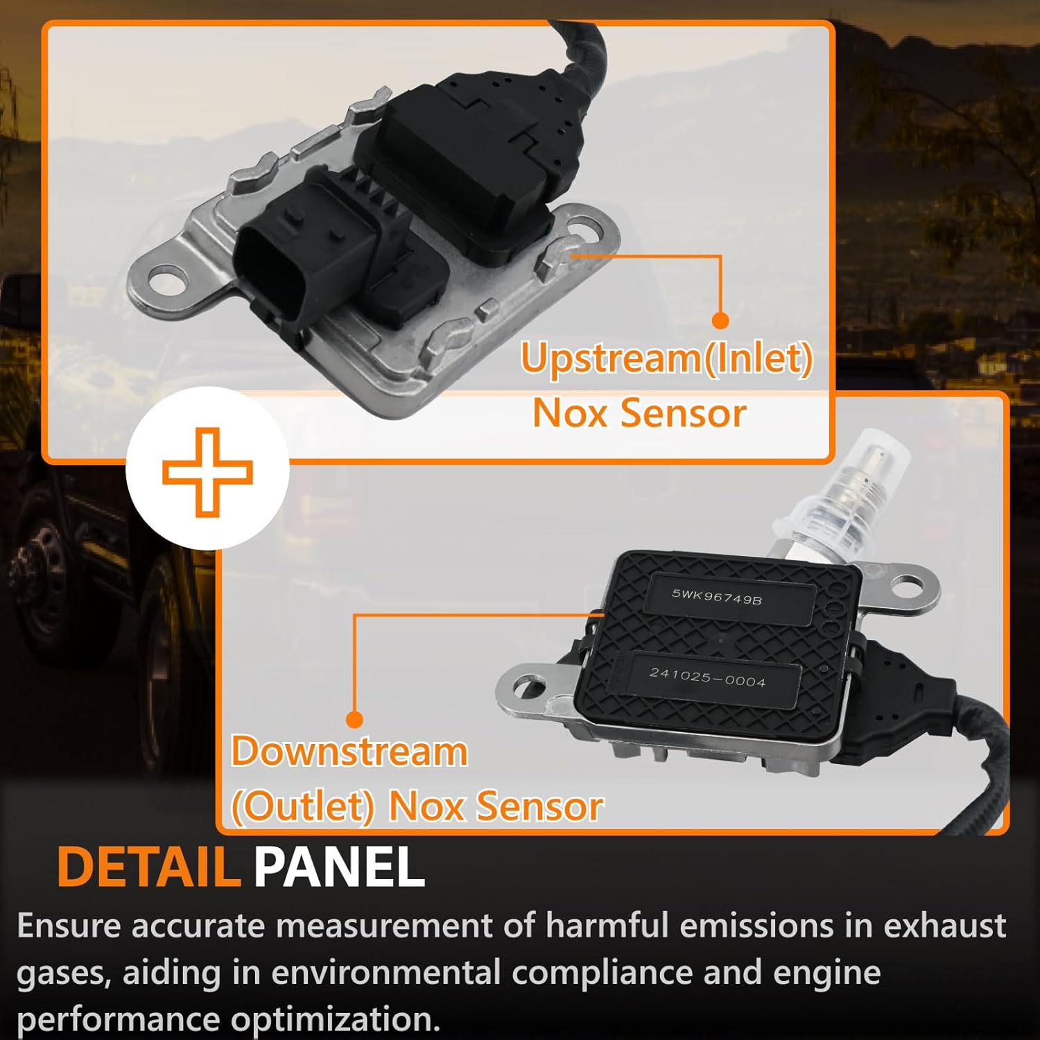 Inlet & Outlet NOx Sensor - Compatible with 2013-2018 Cummins Engine ISX 15.0, ISX 11.9, Downstream & Upstream Nitrogen Oxide Sensor, Replace #5WK96740B, 3687930, 5WK96749B, 2872942