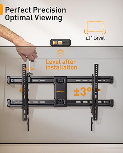 Miniatura 4 de Perlegear Soporte de pared inclinable para televisores de 42 a 90 pulgadas con ajuste de nivelación, soporte de TV de perfil bajo de hasta 132