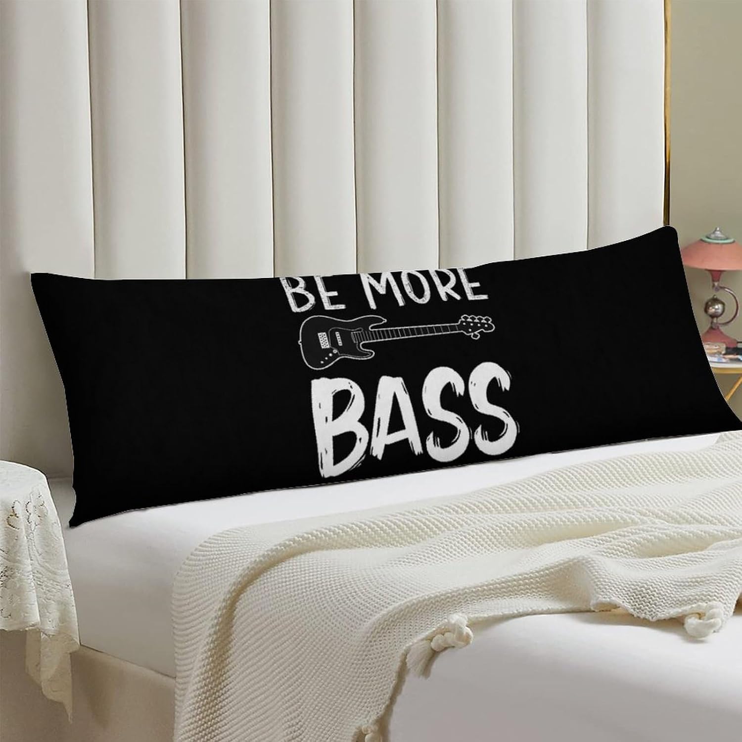 Be More Bass Guitar Music Body Pillow Cover Long Cushion 18.9x53.1 Inch | pillowcase,bed decor,farmhouse,sofa