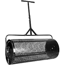 MAKEATREE 36 Inch Compost Spreader and Peat Moss Spreader, 36" Lawn Top Soil Spreader with Height Adjustable T Shaped Handle, Steel Mesh Basket Garden Spreader for Spreading Manure Topsoil, Black