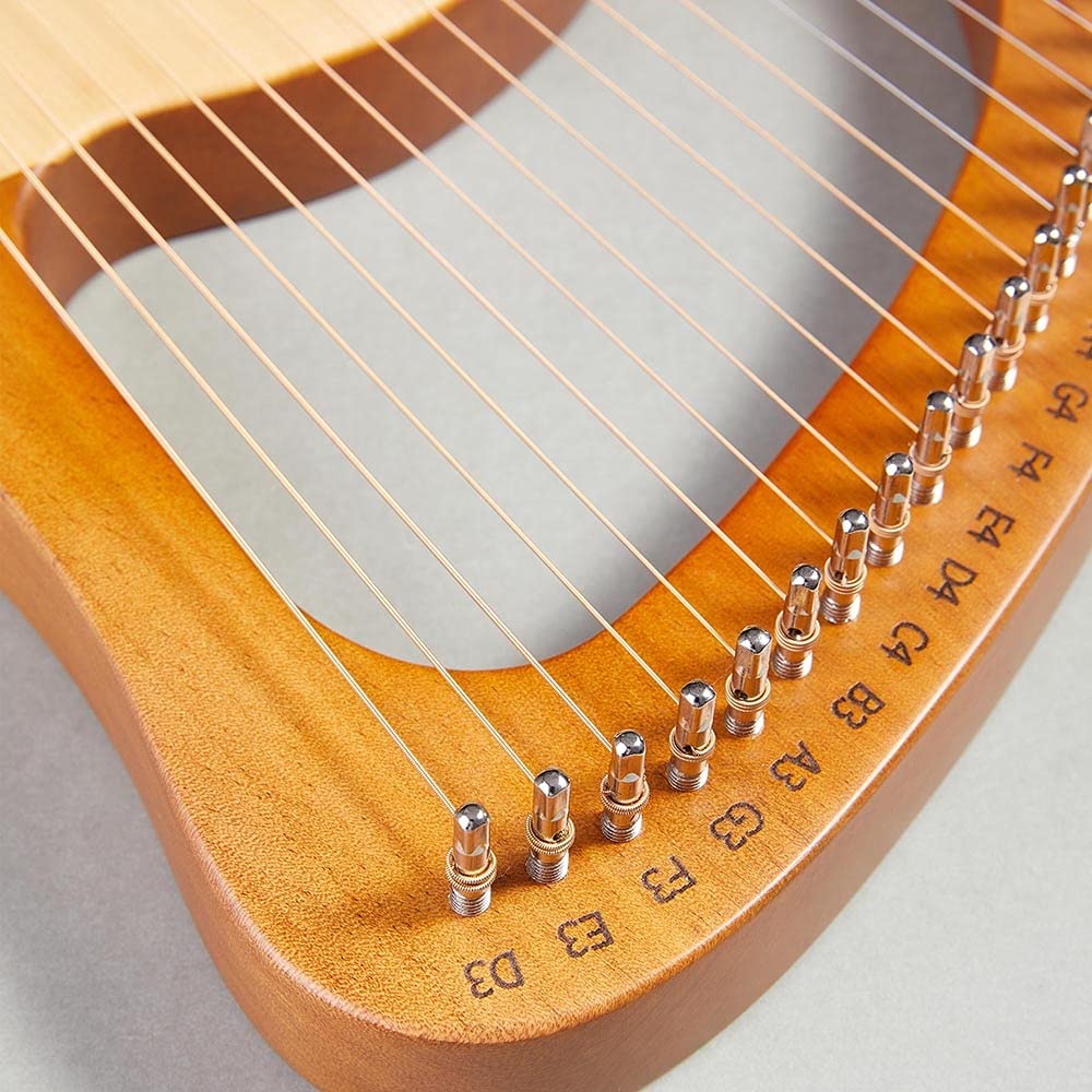 Harfe mit 24 Metallsaiten, Korpus aus massivem Mahagoniholz, Musikinstrument als Geschenk für Erwachsene/Kinder, mit Stimmschlüssel, Plektrum, Ersatzsaite und englischem Musik-Tuto