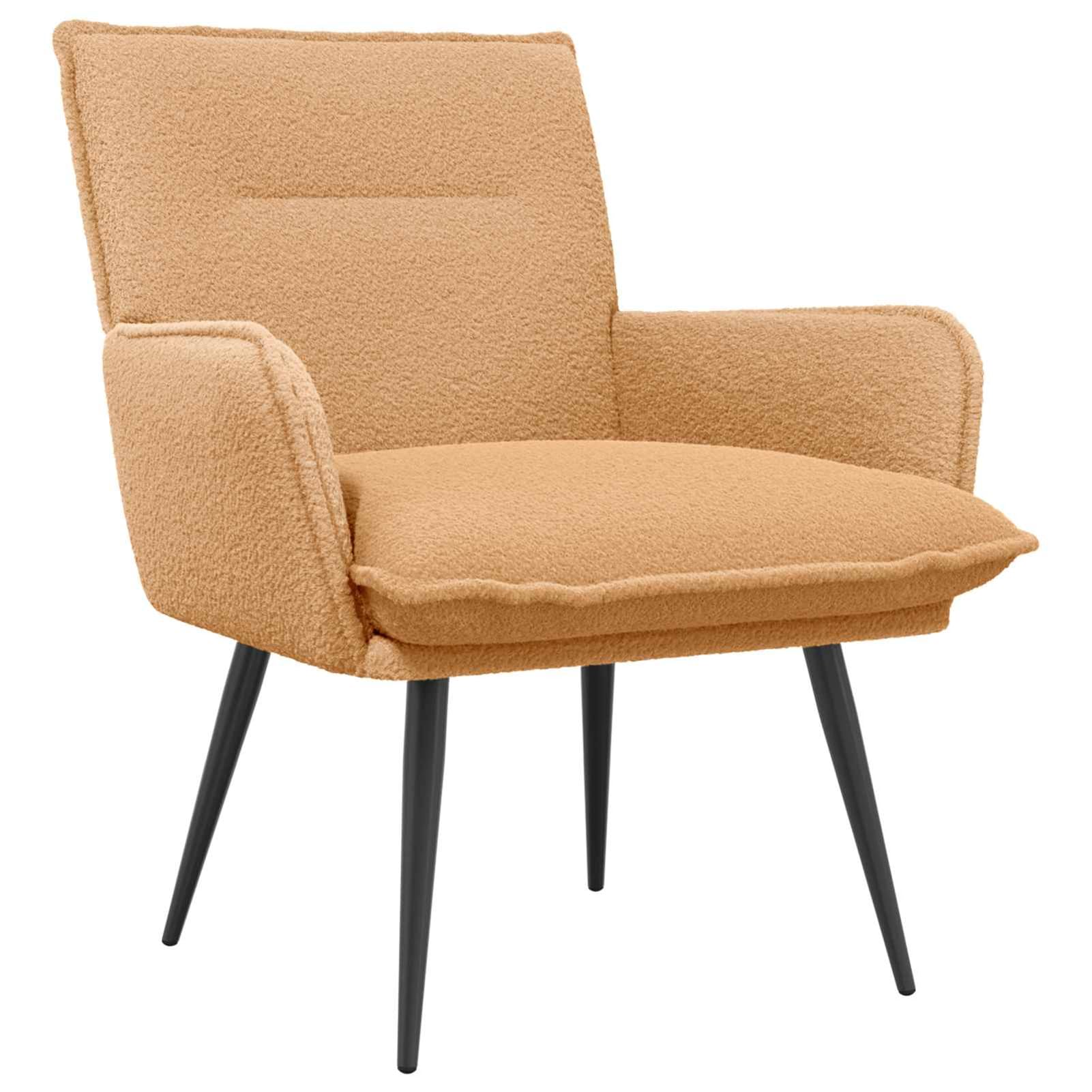 Moderner Sessel mit Bouclé-Stoff, 100% Polyester, Metallrahmen, abnehmbares Kissen, für Wohnzimmer, beige 42047697