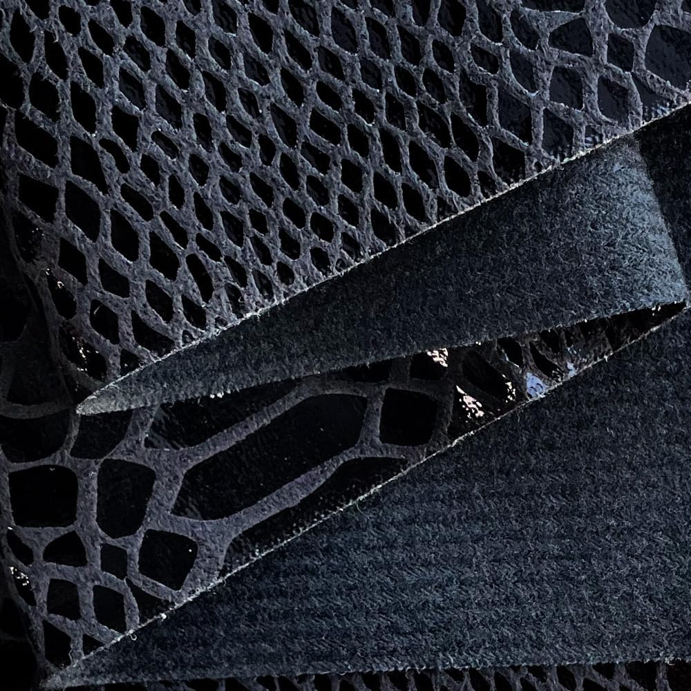 ONEART | Snake Skin Texture Faux Leather Fabric 54" Wide, Soft Embossed Vinyl for Sewing Crafts and Home Upholstery, Sold by Separated Yard (Black)
