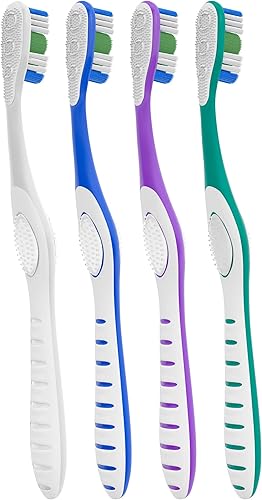 Miniatura 3 de Colgate Cepillo de dientes 360 para adultos, paquete mediano (4), funciona con pilas, rojo