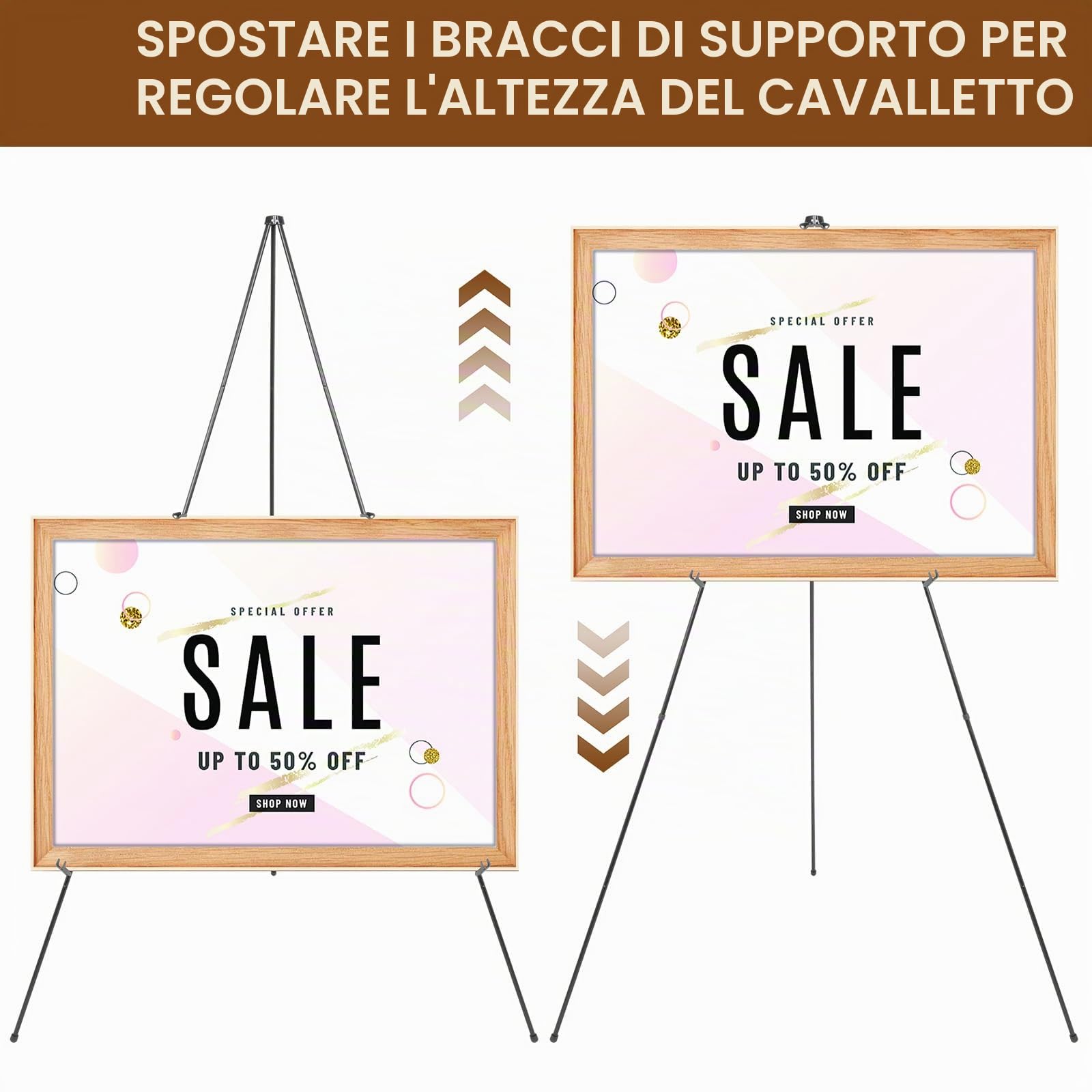 AiQInu Cavalletto Artistico in Metallo 160 cm con Borsa, Portatile per Matrimoni, Presentazioni e Esposizioni
