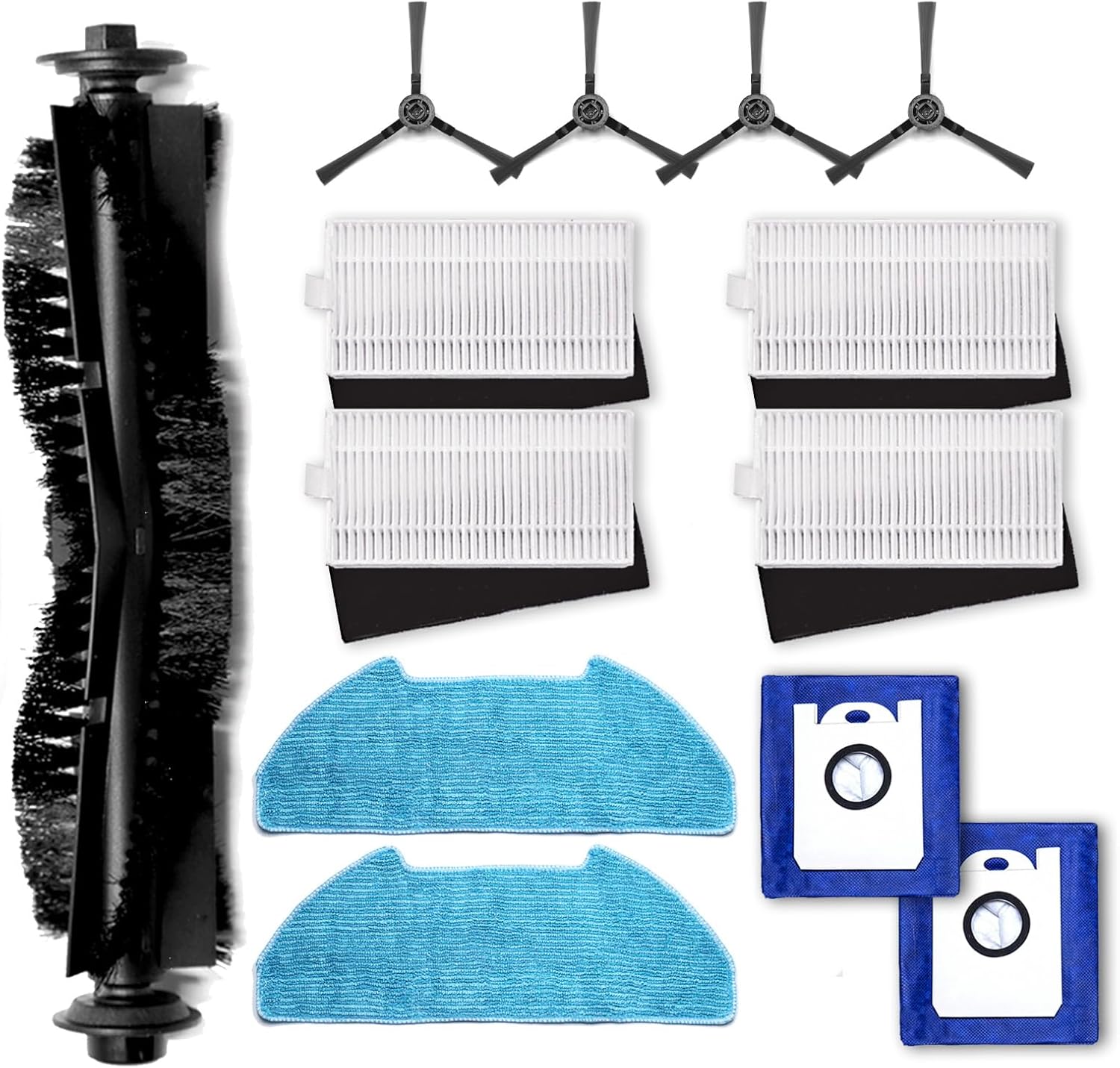 Replacement Parts Fit For Bobsweep PET24-7-213, Fit For Dustin Self-Emptying Robot Vacuum Only (13PC-brush&filter&mop&dustbag)
