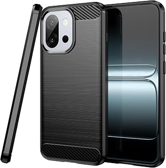 CoverON Designed for OnePlus 13T Case Slim, Minimal Thin TPU Flexible Skin Cover Guard Protective Silicone Sleeve Fit 1+ 13T Phone Case - Black Carbon Fiber