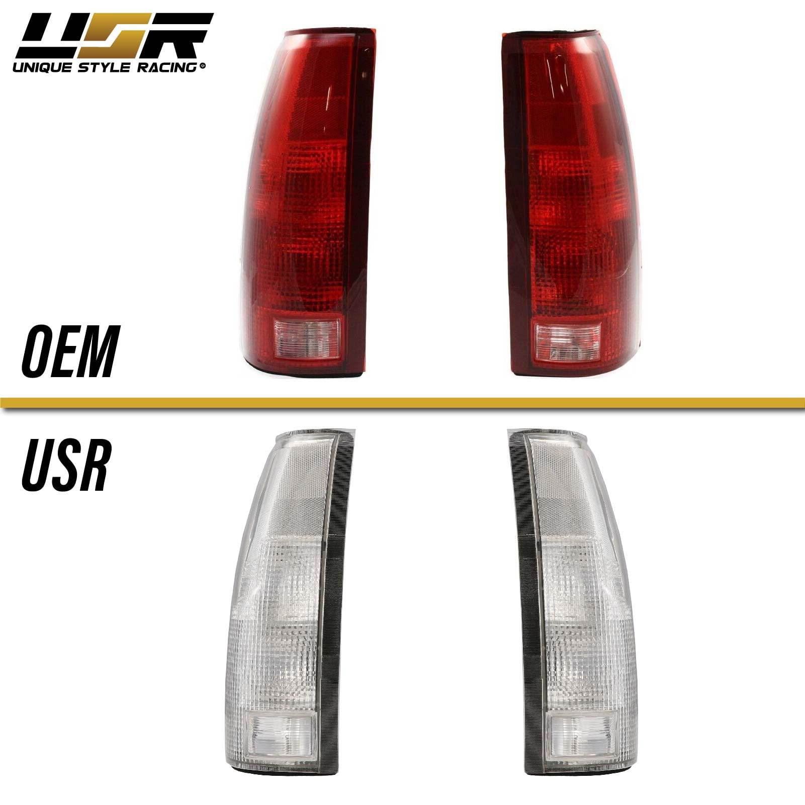 G-PLUS Tail Light Assembly For 88-99 Chevy Silverado GMC Sierra C/K - With Bulbs, Driver & Passenger