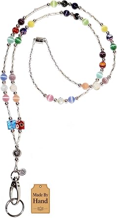 Hidden Hollow Beads SUPER Slim Hand Beaded in USA Womens Lanyard Strong Breakaway Teacher ID Badge Card Holder Keys Nurse