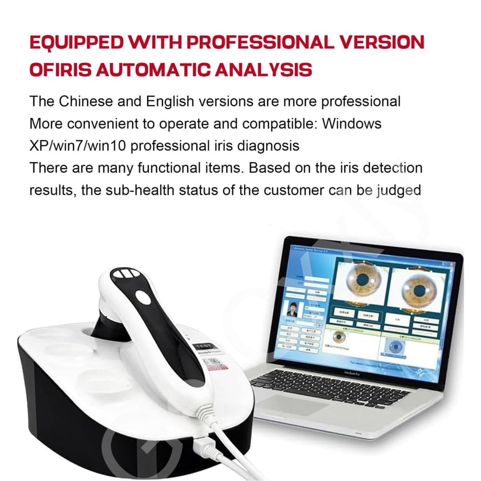 USB iridoscopio Telecamera iridologica,Iris Software per diagnosi Eye,Rivelatore Iride 8.0 MP,Telecamera per L'iridologia Occhio,30x Lente Dell'iride