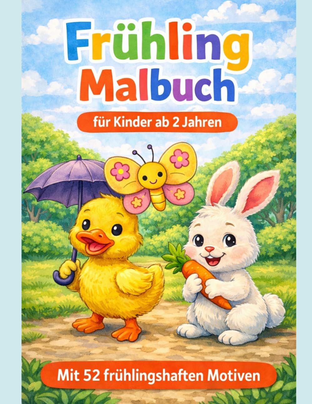 Mein erstes Frühlingsmalbuch ab 2 Jahren – 52 einfache und niedliche Frühlingsmotive für kleine Kinderhände: Einfache und große Ausmalbilder mit ... Linien (Malbücher für Kinder ab 2 Jahren)