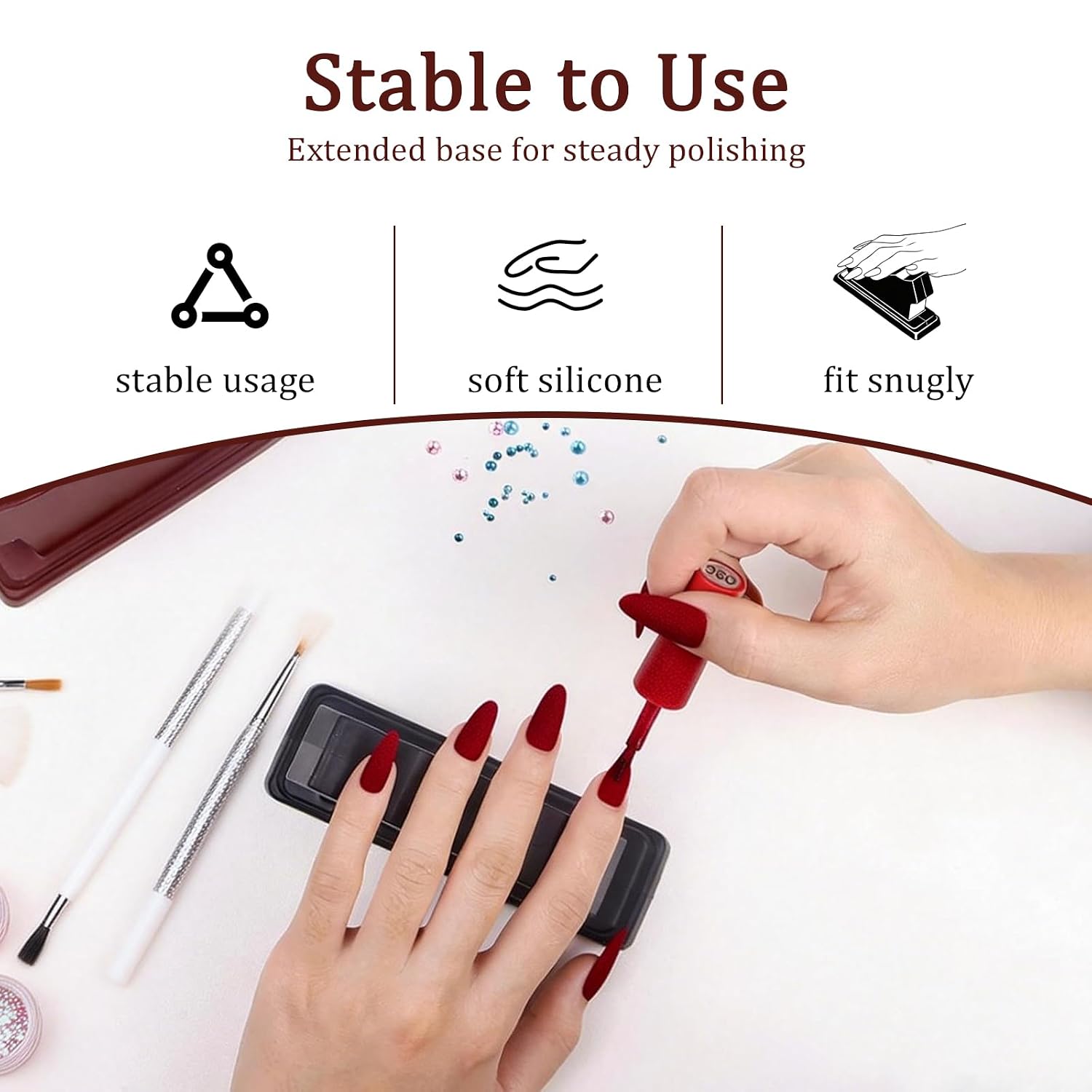 Ergonomic Nail Polish Finger Holders - Soft Silicone Manicure Stand with Non-Slip Base, Portable Finger Separators for DIY & Professional Nail Art (Black, Trapezoid)
