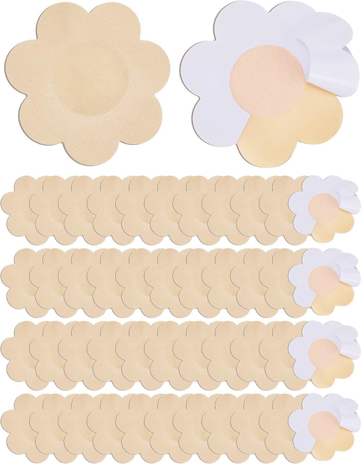 SATINIOR 100 Pairs Nipple Cover Pasties Disposable Nipple Covers No Show Satin Breast Stickers Self Adhesive Petal Bra