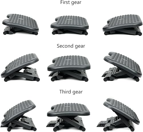 Miniatura 6 de Reposapiés para debajo del escritorio, altura ajustable, cómodo reposapiés con ajuste de ángulo de 30 grados para comodidad en el hogar, alivio de