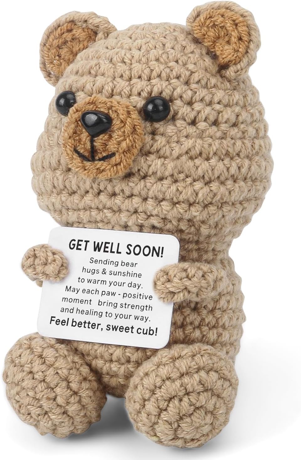 Get Well Soon Gift - Handmade Crocheted Bear with Heartwarming Message
