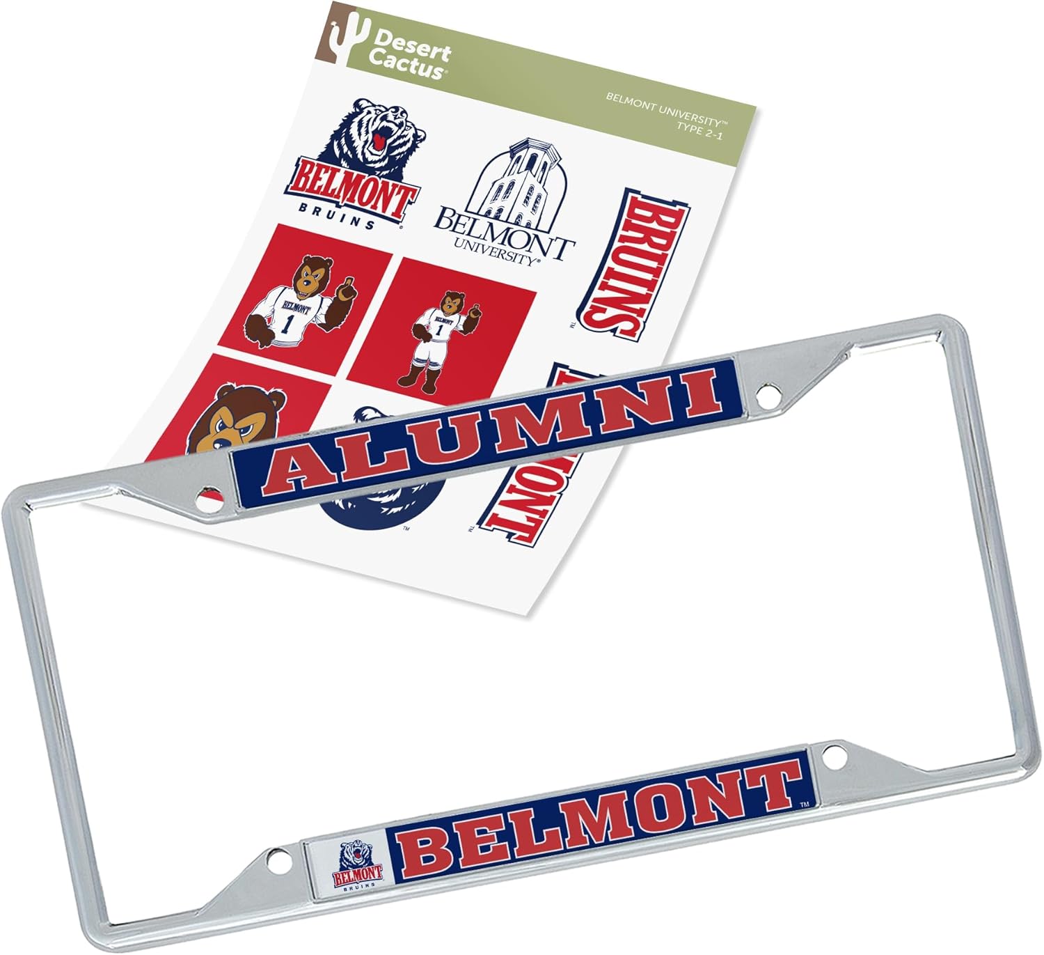 Belmont University Bruins BU Stickers Decals License Plate Frame
