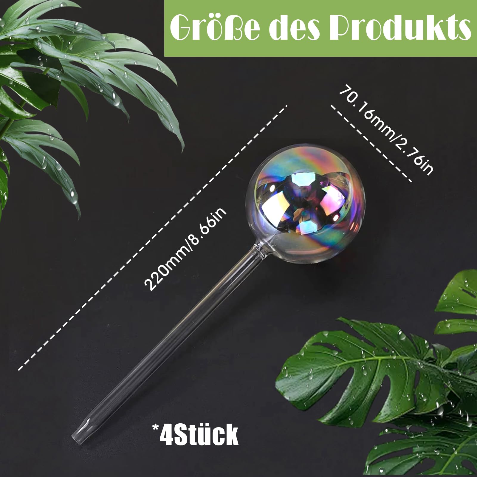 Juego de 4 bolas de riego para plantas, riego automático de plantas para plantas de interior, jardín y balcón, sistema de riego, maceta, dispensador de agua, ideal para vacaciones