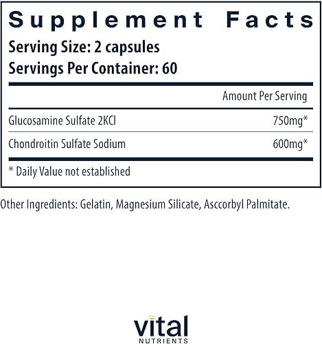 Miniatura 2 de Vital Nutrients Glucosamina y condroitina - Suplemento saludable para el cartílago, la movilidad y las articulaciones - Sin gluten, lácteos, sin