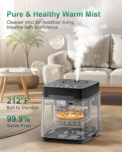 Miniatura 2 de Mifasol Humidificador de acero inoxidable, 3.3L0.87 galones humidificadores de vapor caliente para dormitorio, 800 pies cuadrados, humidificadores