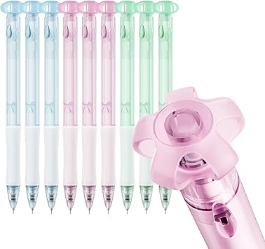 Hiacry 9 Pack Gel Pens, 0.7mm Fine Point Black Ink Soft Grip Fidget Pens | Quick-Dry Smooth Pens,Cute Flower Aesthetic,No Bleed, Journaling, Note Taking, School Office Supplies Gifts for Women Nurse