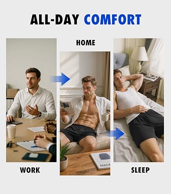 Separatec Silky Soft Modal Boxers for Men, 38mm Widen Waistband, Breathable Loose Men's Underwear for Sleep (3-Pack)